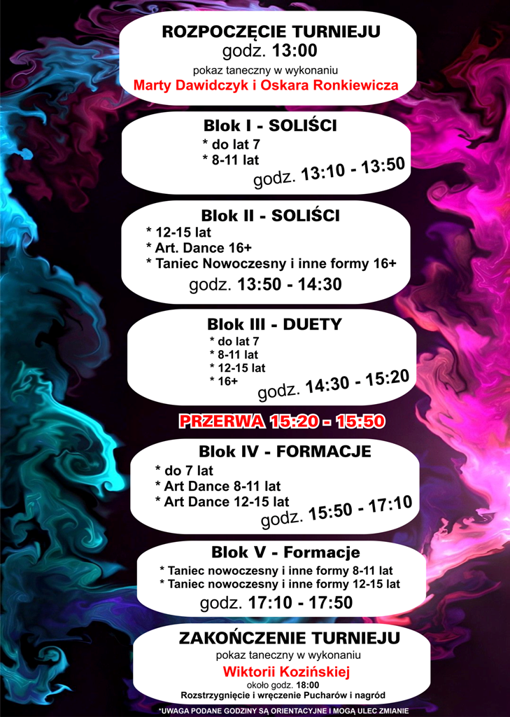 Harmonogram Turnieju Tańca