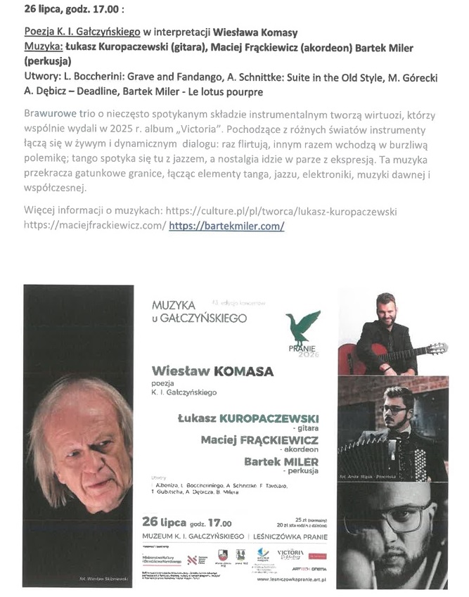 Bezpłatne wejściówki na koncert „Muzyka u Gałczyńskiego”